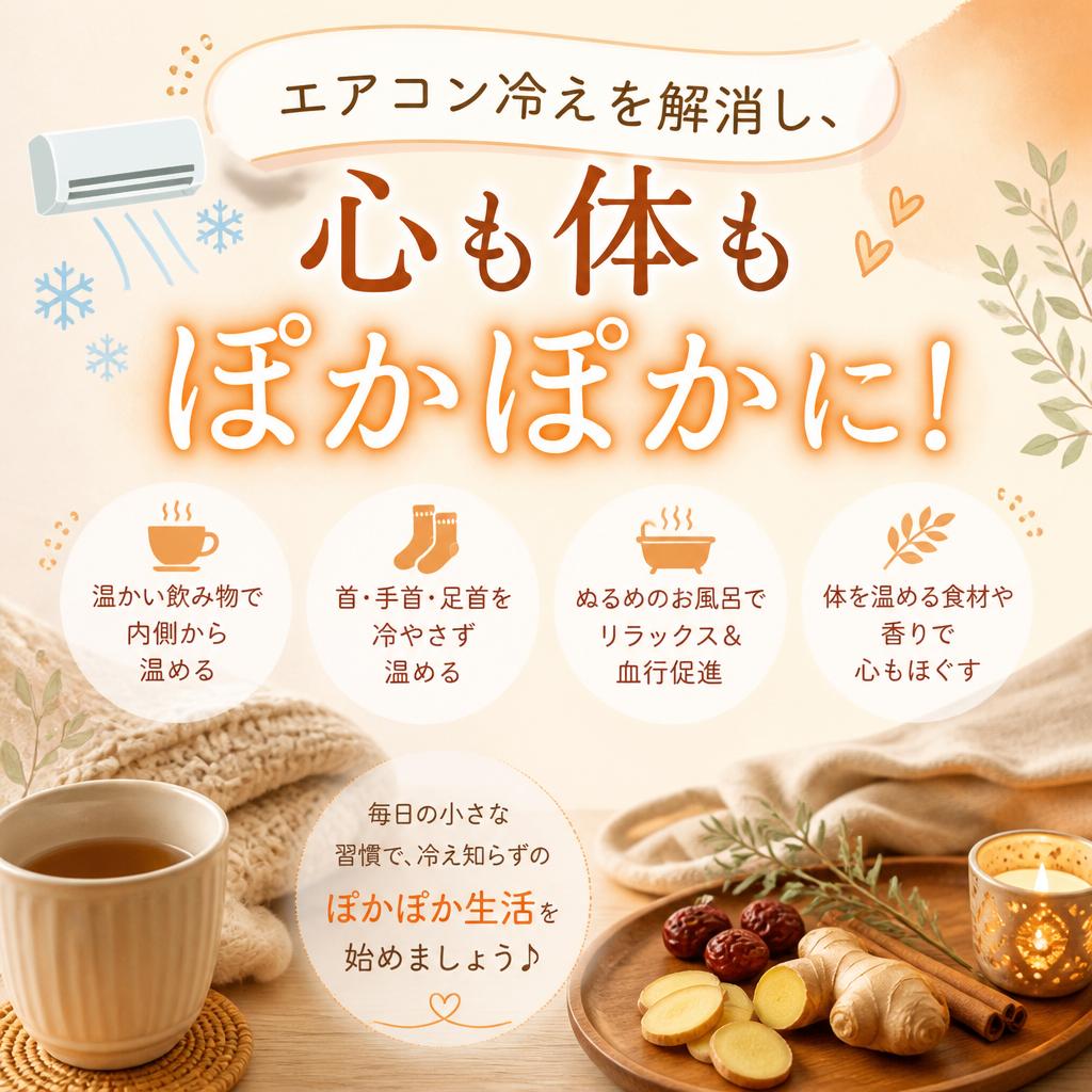 エアコン冷えを解消し、心も体もぽかぽかに！