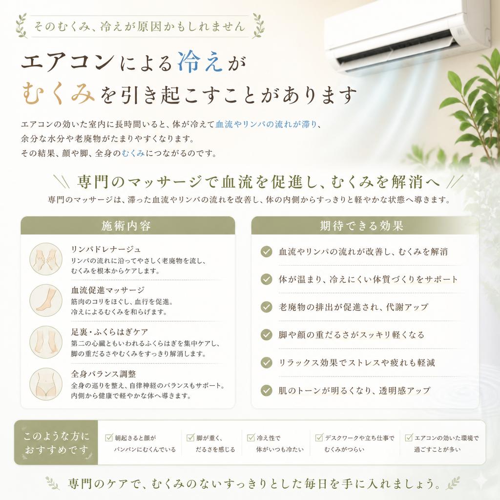 むくみ解消マッサージでスッキリ!