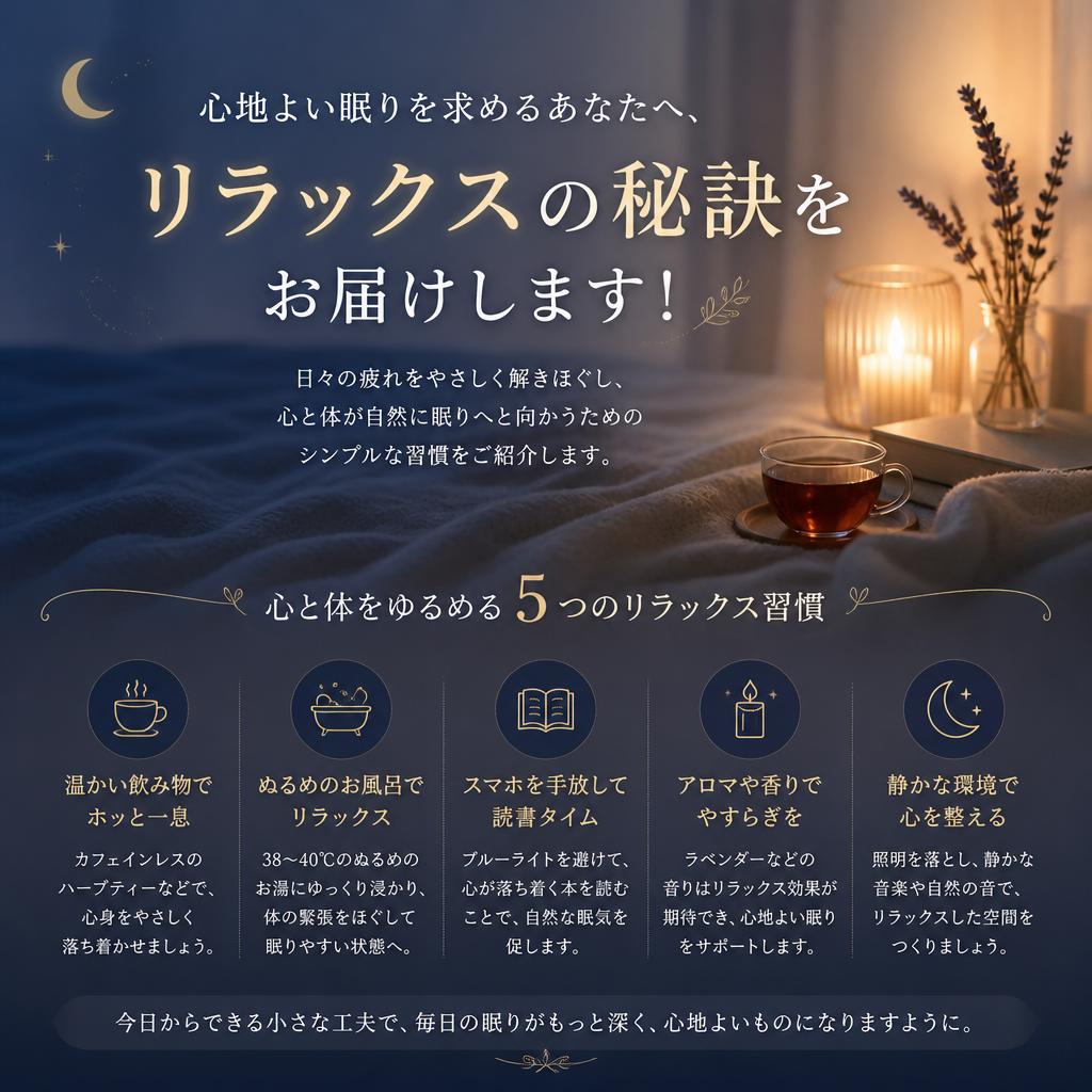 心地よい眠りを求めるあなたへ、リラックスの秘訣をお届けします！