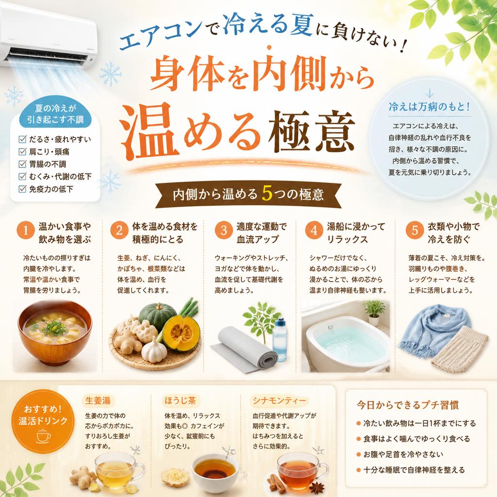 エアコンで冷える夏に負けない！身体を内側から温める極意