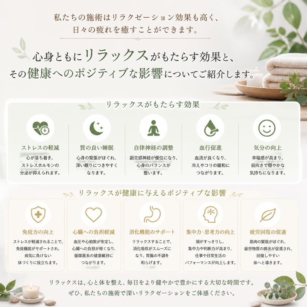 4. 疲労回復と心身のリラクゼーション