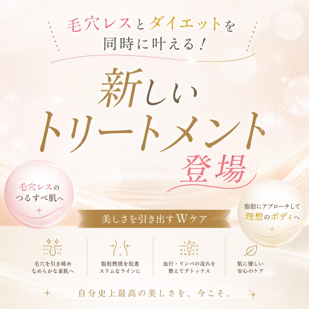 毛穴レスとダイエットを同時に叶える！新しいトリートメント登場