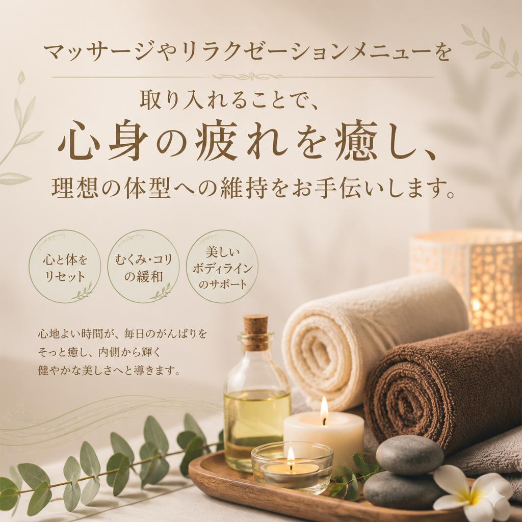 リラクゼーションで体型維持をサポート