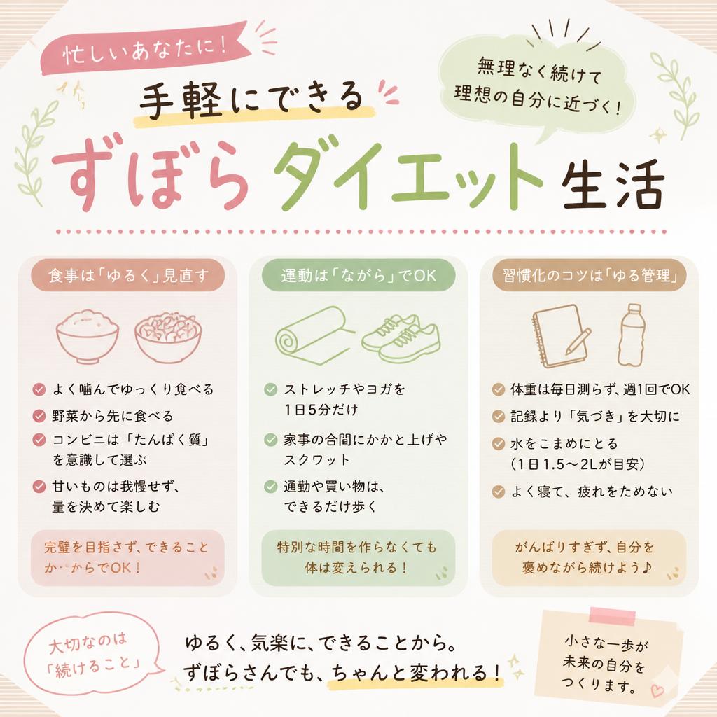 忙しいあなたに！手軽にできるずぼらダイエット生活