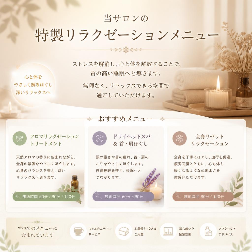リラックスの秘訣—心と体を癒す施術