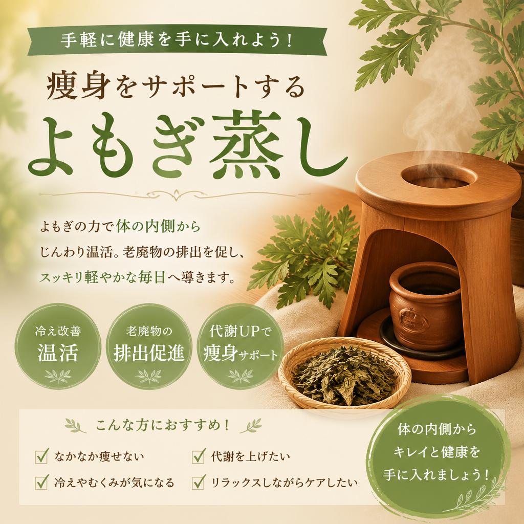手軽に健康を手に入れよう！痩身をサポートするよもぎ蒸し。