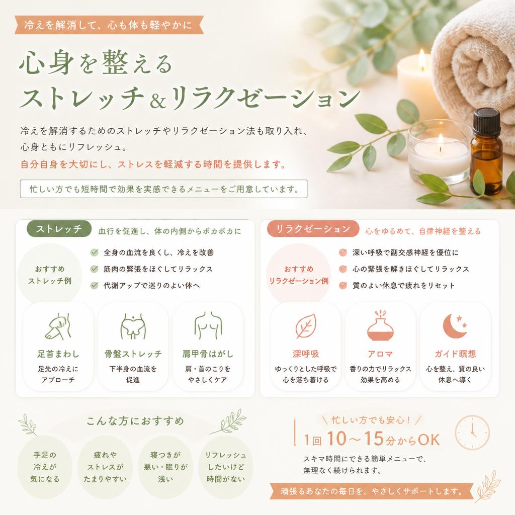 リラクゼーション×ストレッチで体も心もリフレッシュ
