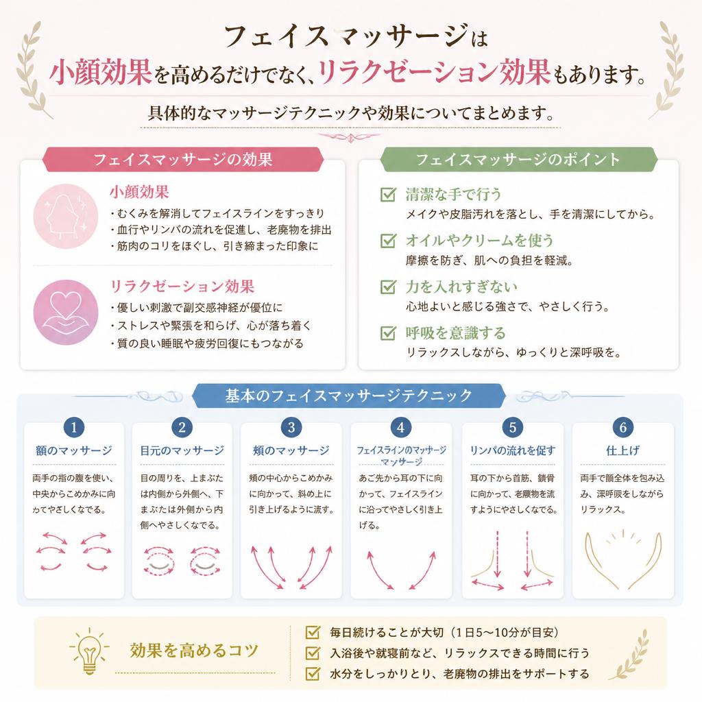 フェイスマッサージで小顔を手に入れる！