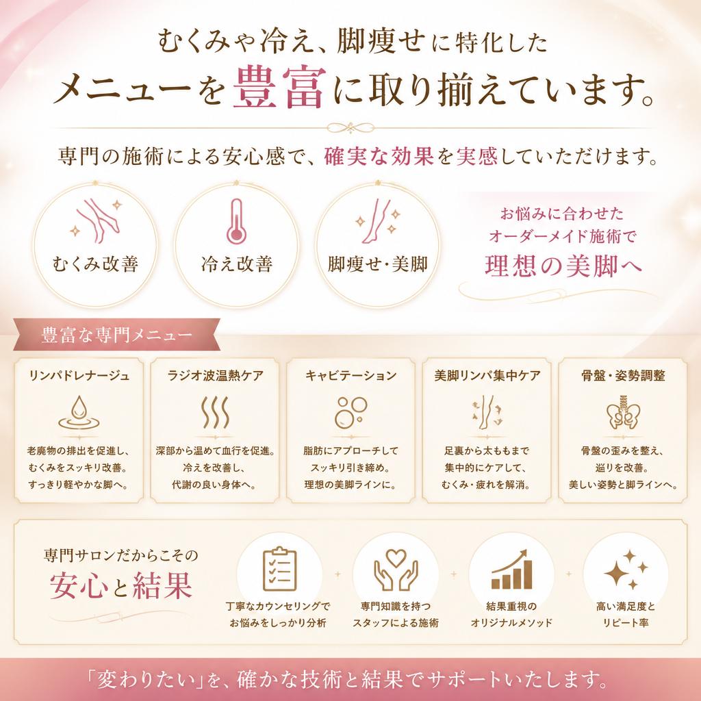 実績豊富なリラクゼーションメニュー