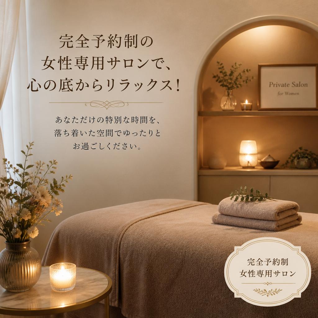 完全予約制の女性専用サロンで、心の底からリラックス！
