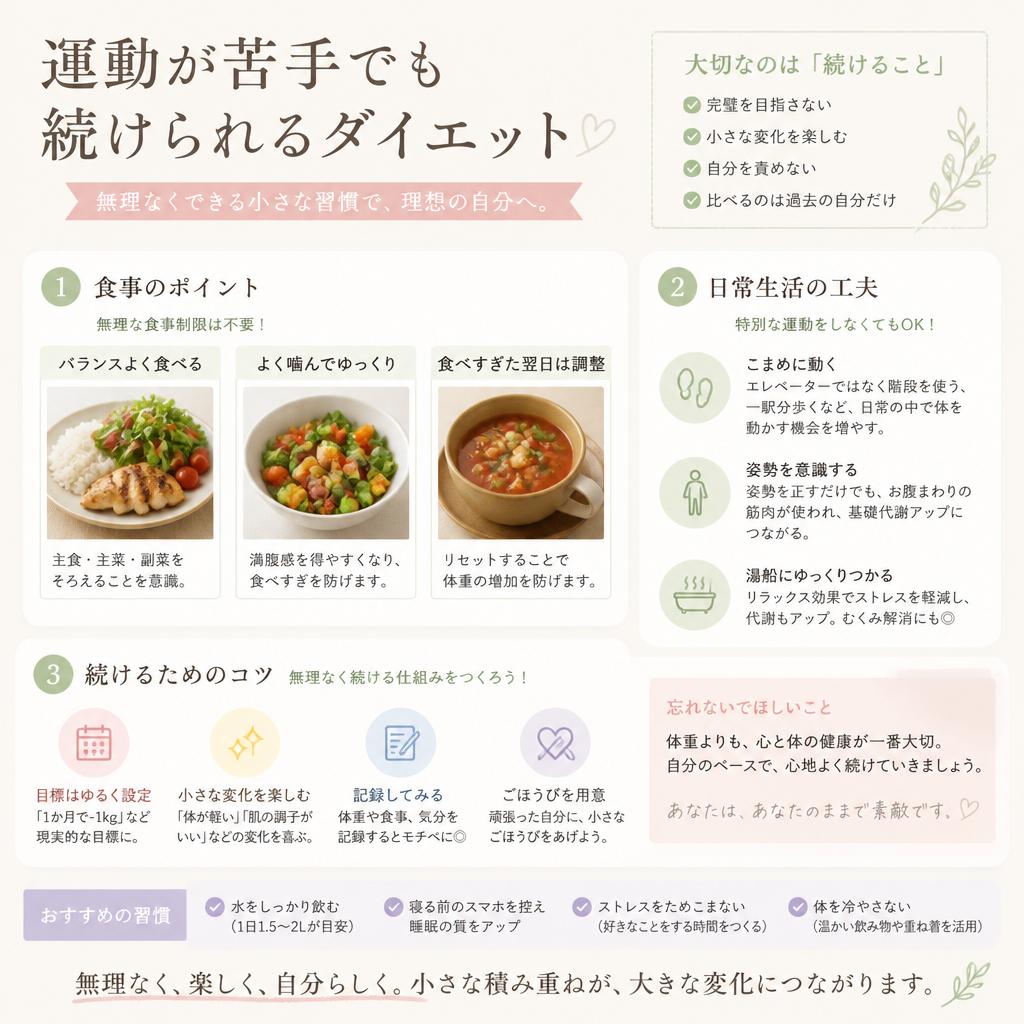 運動が苦手でも続けられるダイエットを