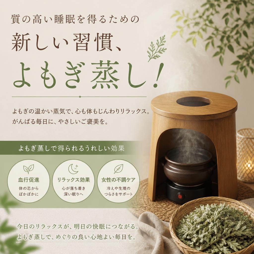 質の高い睡眠を得るための新しい習慣、よもぎ蒸し！